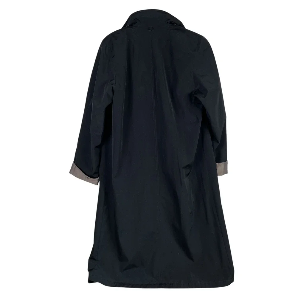 Vintage Gallery Petite Trench Coat Womens Medium Petite PM Black Buttons Long‎